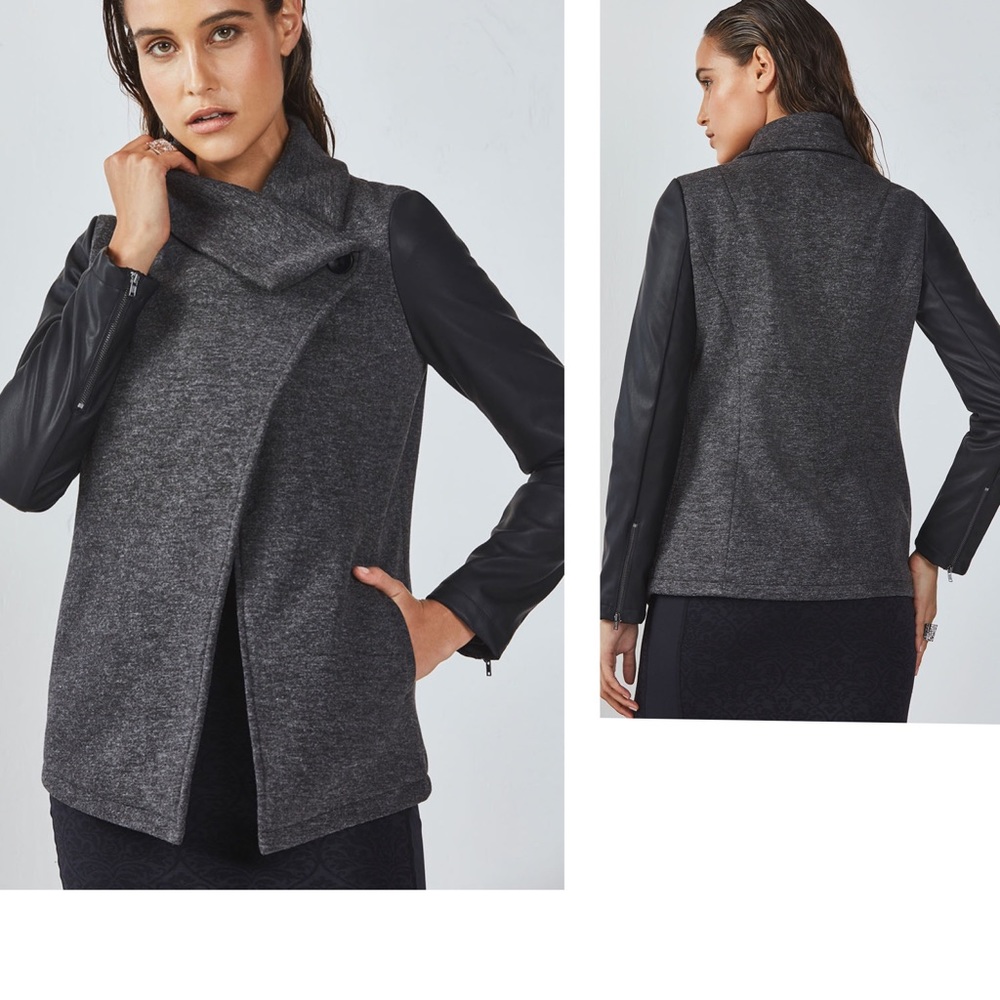 Gray‎ And Black Fabletics faux leather size medium